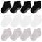 CozyWay Toddler Socks With Grippers Non Slip Ankle Grip Socks for Girls and Boys Soft Comfy Cotton - 3T-5T Unisex Black, Gray, White - 12 Pack